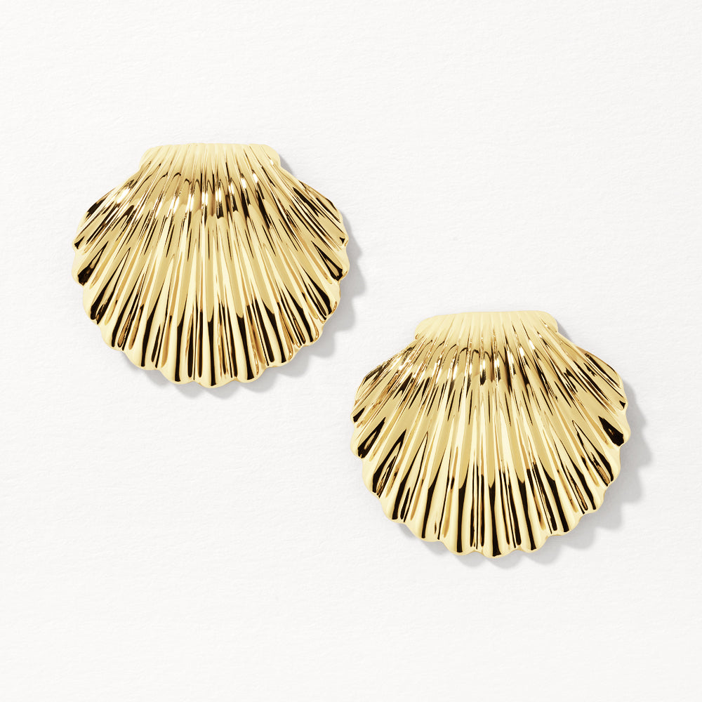 Gold Shell Stud Earrings for Women - Elegant Beach Jewelry for Summer, Parties & Casual Wear