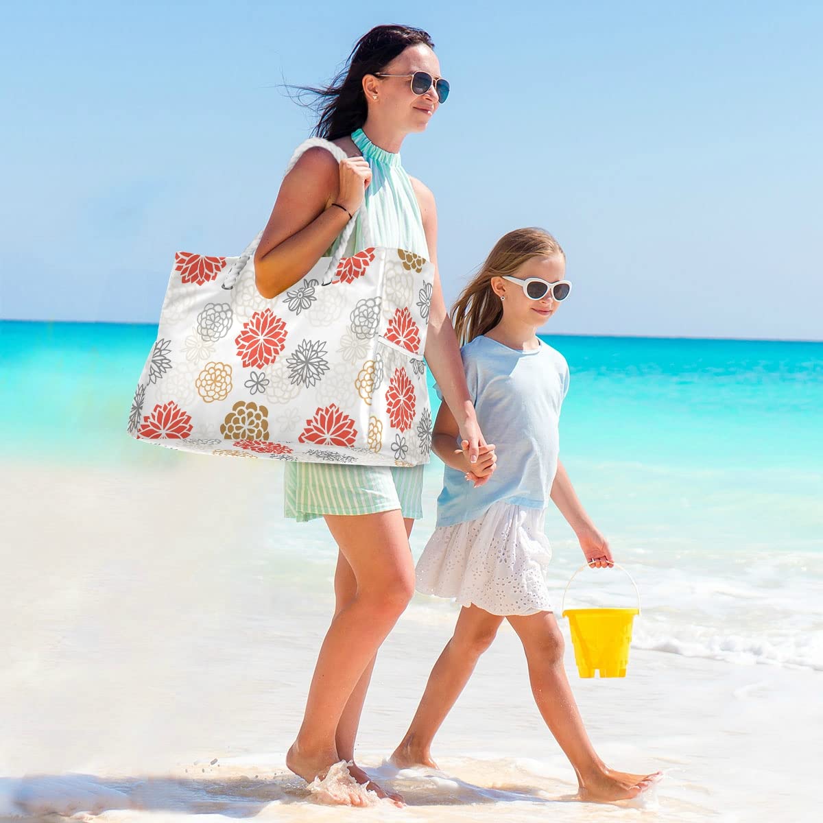 Senya Large Canvas Beach Tote Bag - Water Resistant Shoulder Bag for Women, Gym, Travel & Daily Use | Perfect for Pool Days, Shopping & Work Commute