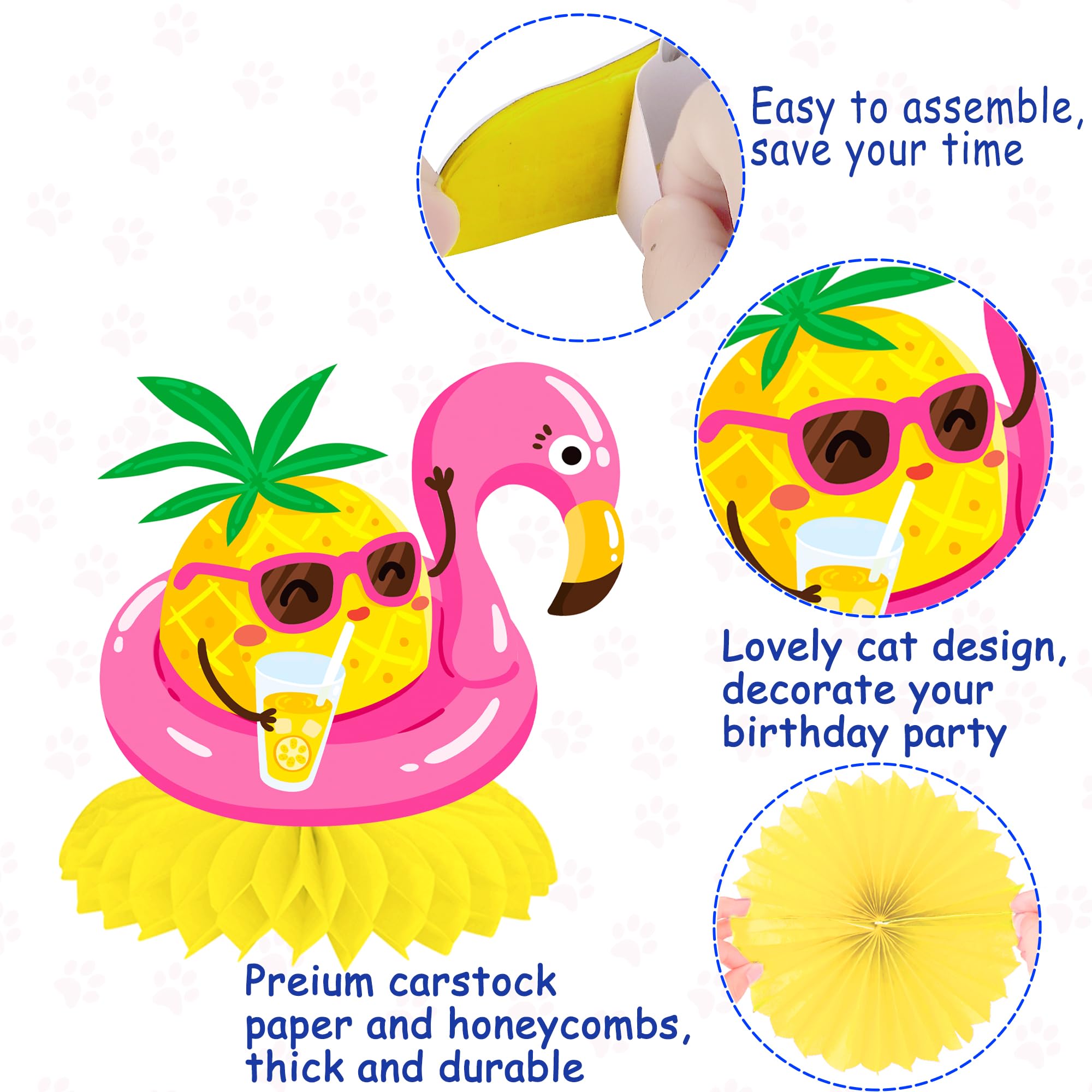 11Pcs Honeycomb Summer Party Decorations - Beach Pool Table Centerpieces for Hawaiian Themed Birthday, Wedding & BBQ Events | Perfect for Outdoor Gatherings, Luau Parties & Tropical Celebrations