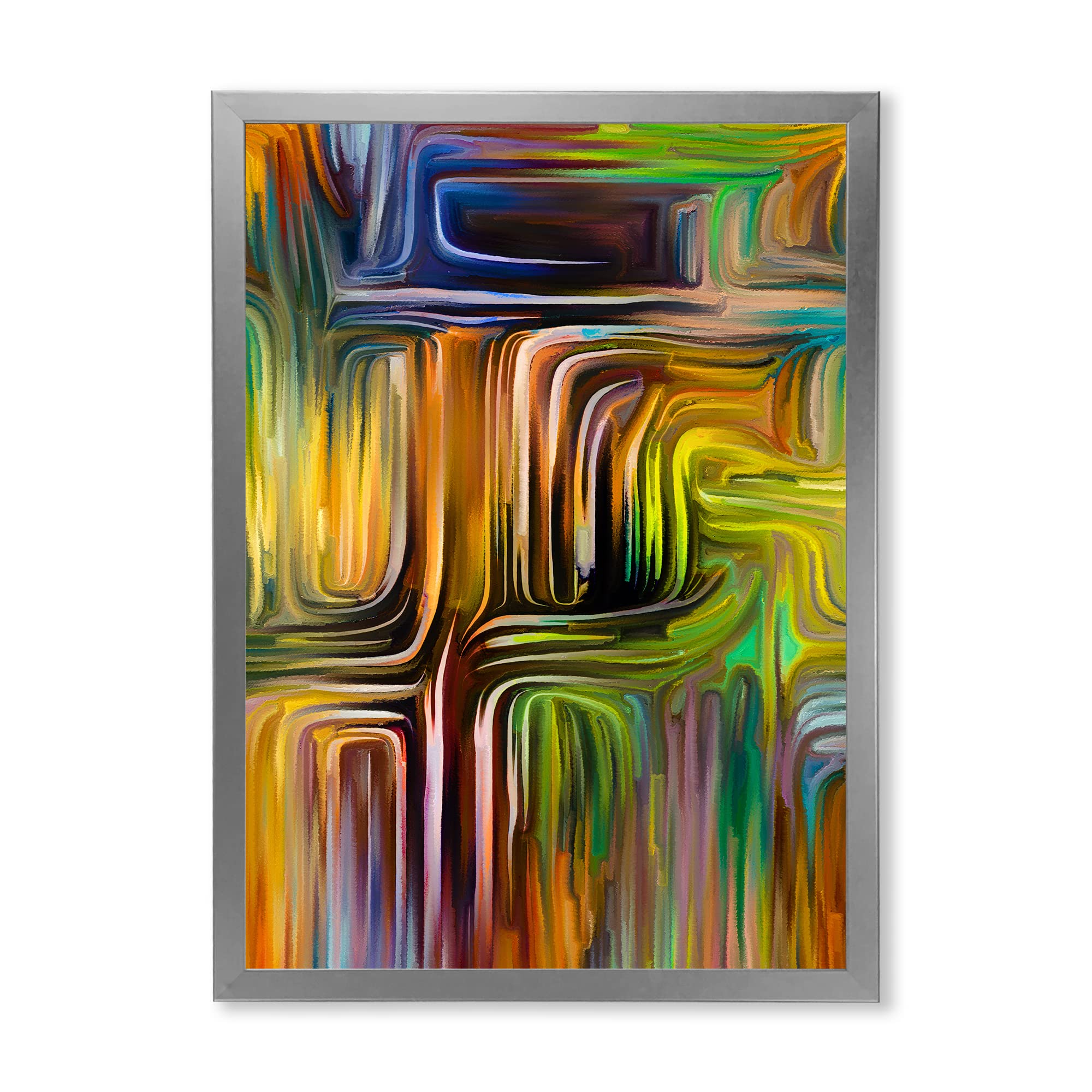 DesignQ Colour Fusion Modern Framed Wall Art - Abstract Canvas Painting for Living Room, Bedroom & Office Decor
