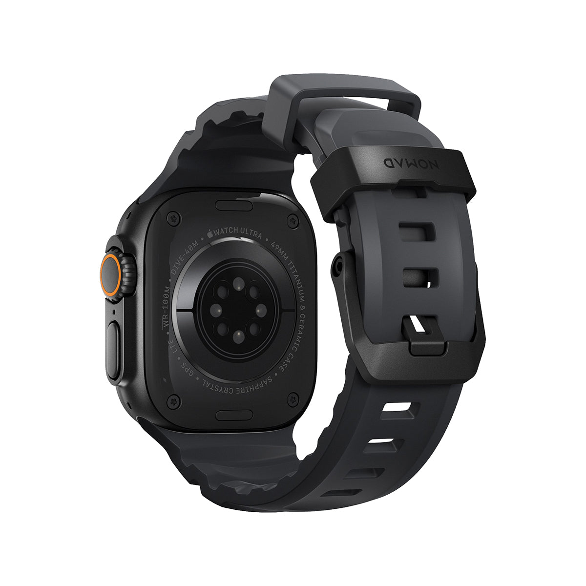 NOMAD Rocky Point Band for Apple Watch 44mm 46mm Ultra - Durable Titanium Hardware - Storm Black - Perfect for Outdoor Adventures & Active Lifestyles