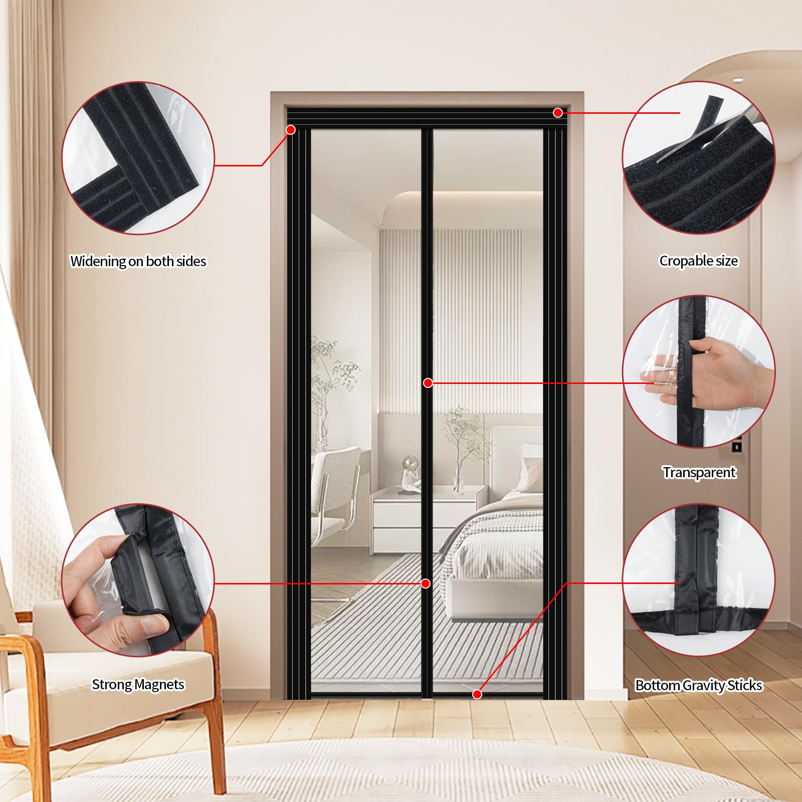 Adjustable Transparent Insulated Door Curtain - DIY Size 29