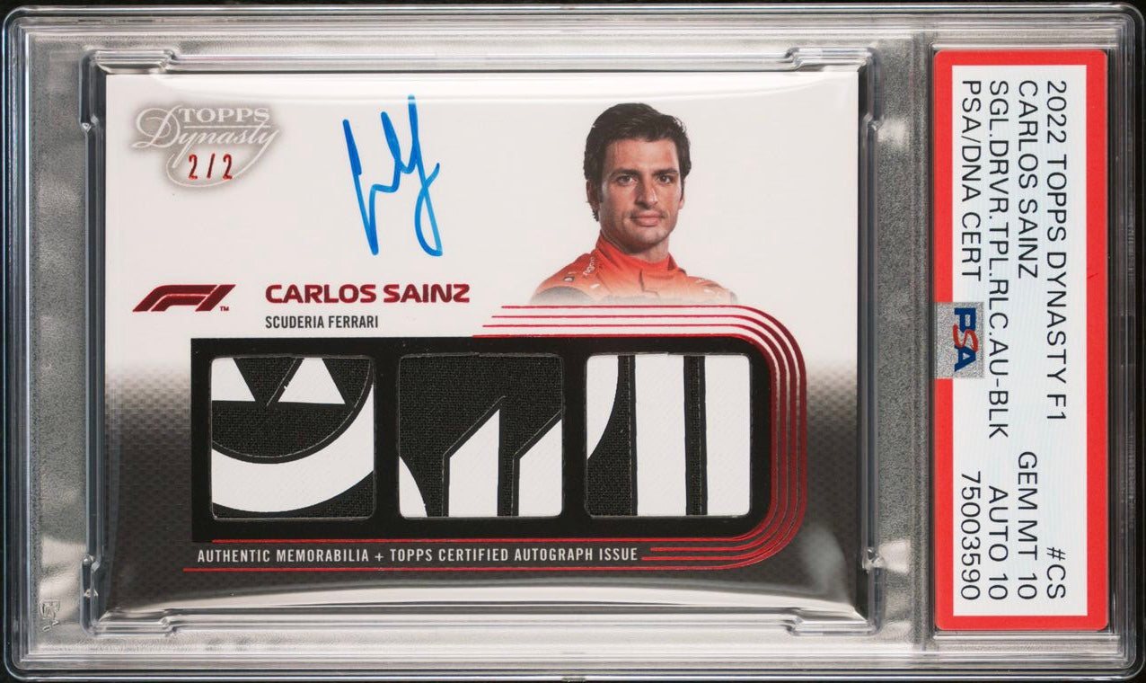 Carlos Sainz Triple Relic Autographed Card - 2022 Topps Dynasty F1 Racing Collectible - Perfect for F1 Fans, Memorabilia Collectors and Sports Card Investors