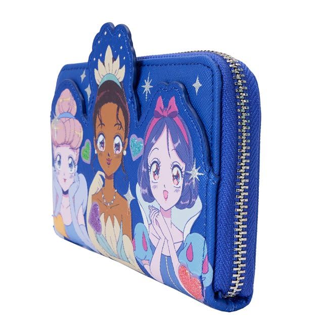 Disney Princess Manga Style Zip Around Wallet - Loungefly Official Licensed Crossbody Wallet for Women | Perfect for Theme Parks, Cosplay & Anime Conventions
