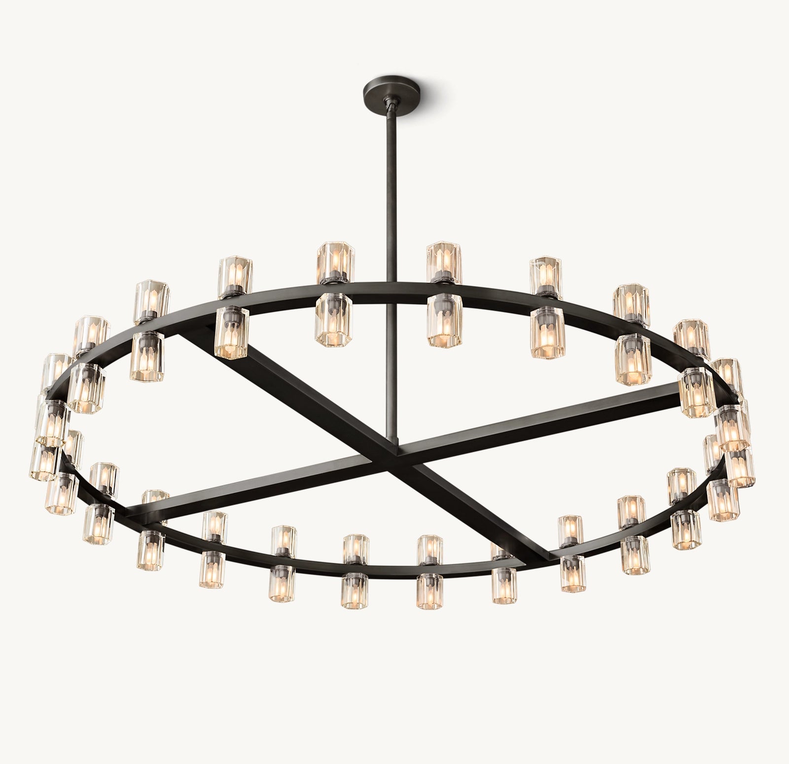 Arcachon 48-Inch Modern LED Round Chandelier - Dimmable Crystal Ceiling Light Fixture for Dining Room, Bedroom, or Living Room Decor