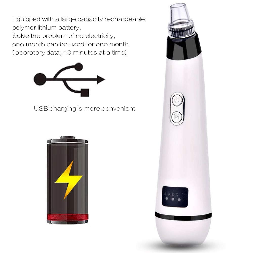 Professional Blackhead Remover Vacuum with LED Light - Pore Cleaner & Acne Extractor for Nose and Face - Skin Care Device for Deep Cleansing & Dermabrasion (White) - Perfect for Home Spa & Daily Skincare Routine