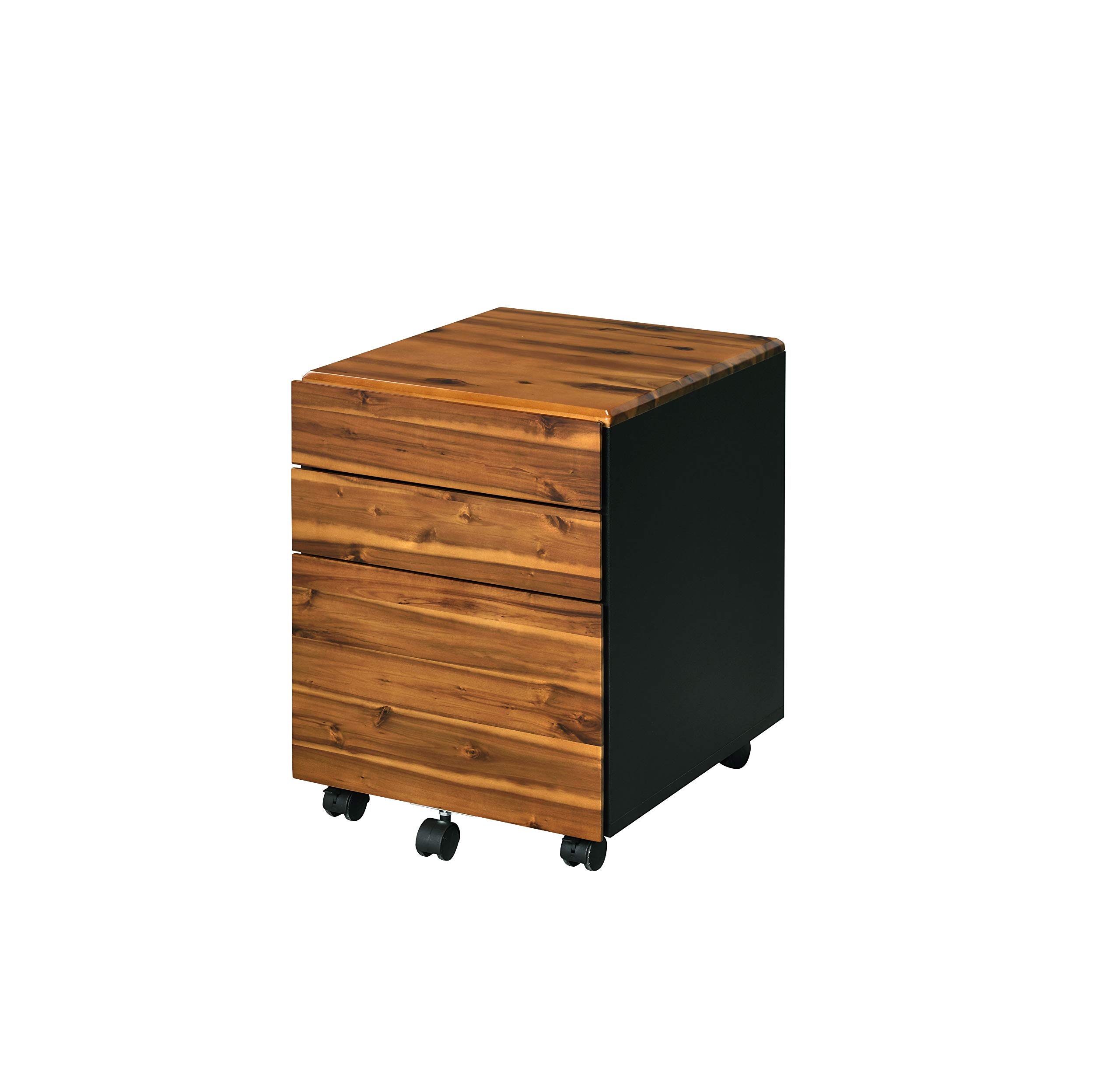 Portable Wooden Mobile Office Cabinet - Jurgen File Storage Cabinet with Drawer for Home Office, Oak & Black (92913) | Perfect for Small Spaces, Document Organization & Workspace Storage