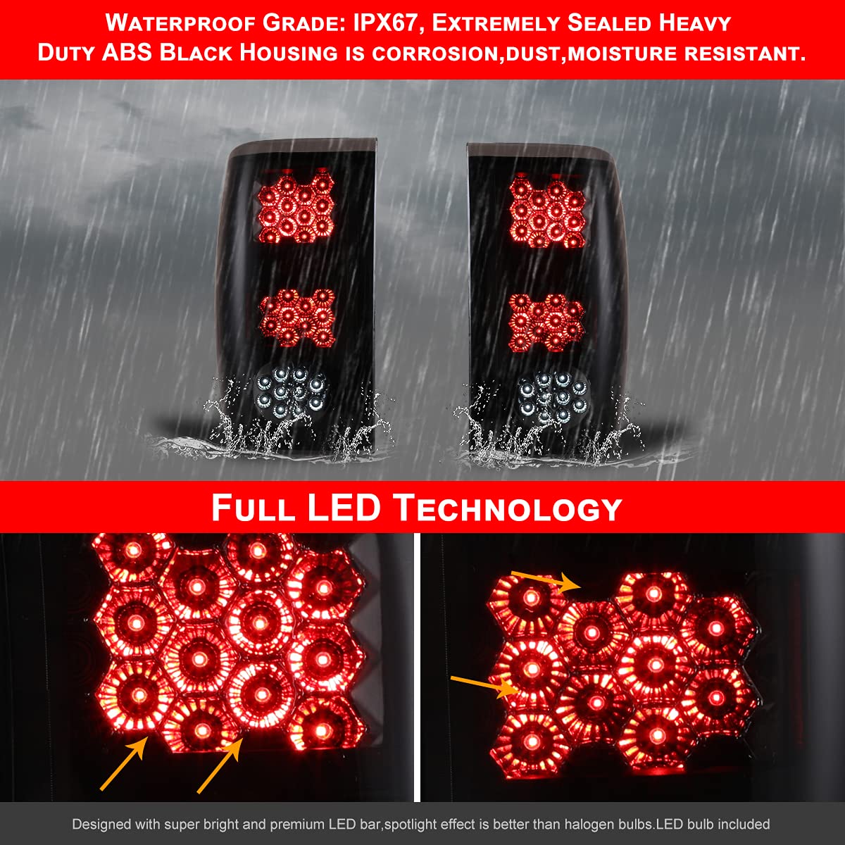 Nixon Offroad LED Tail Lights for Ford Ranger 1993-1997 - Matte Black Housing with Smoke Lens - Direct Replacement Rear Lamps Assembly (1 Pair) - Perfect for Off-Roading, Truck Upgrades & Night Driving Safety