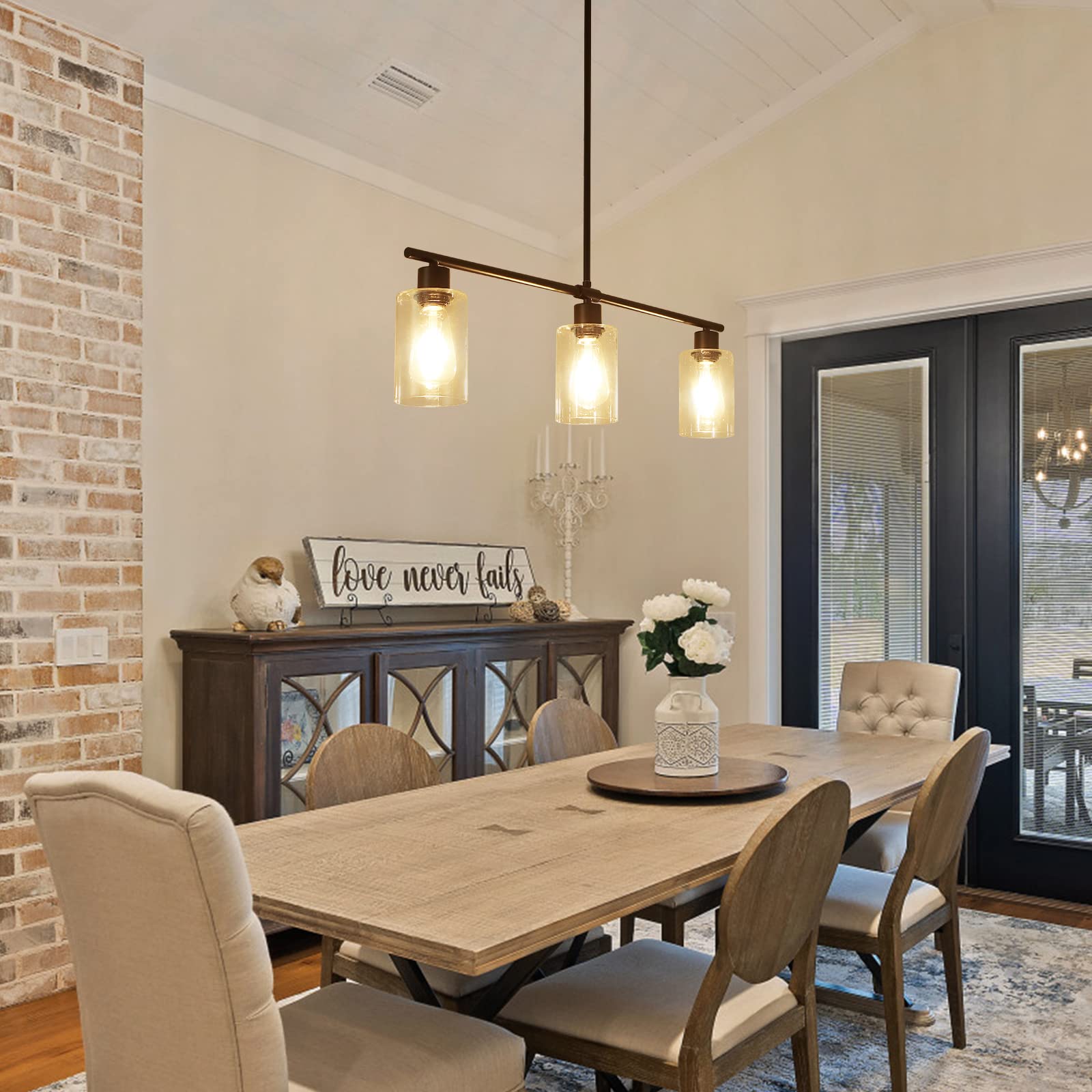 3-Light Modern Chandelier Kitchen Island Pendant Lighting - Adjustable Height Industrial Style Fixture for Dining Room, Living Room, Bedroom & Foyer - Perfect for Home Decor, Farmhouse Kitchen & Open Concept Spaces