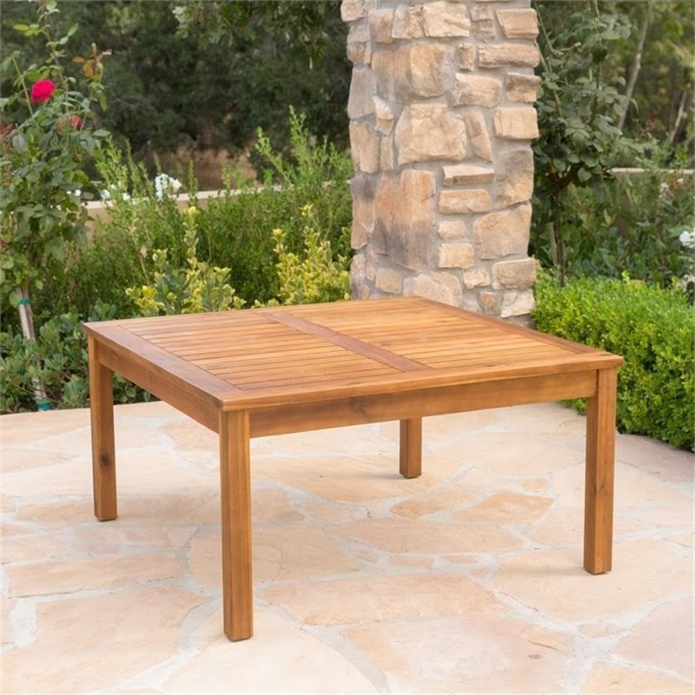 Premium Acacia Wood Coffee Table with Teak Finish - Outdoor & Indoor Use - Perfect for Patio, Garden, and Living Room Decor