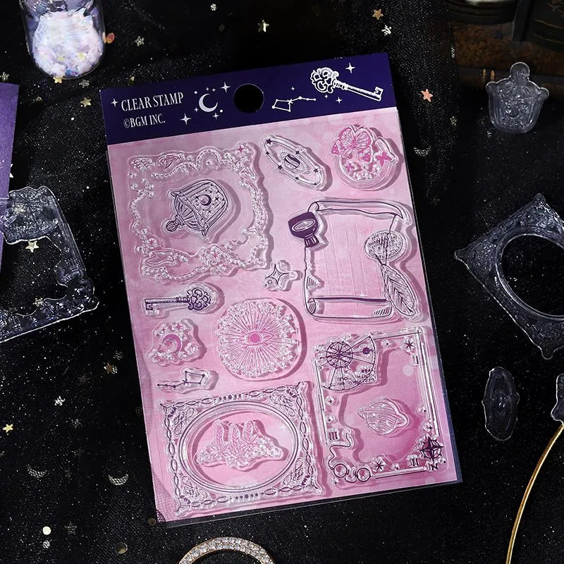BGM Clear Stamp Set - Retro Starry Moon Poem Stamps for Scrapbooking, Card Making, Journaling & DIY Crafts - Perfect for Greeting Cards, Invitations, and Planner Decorations