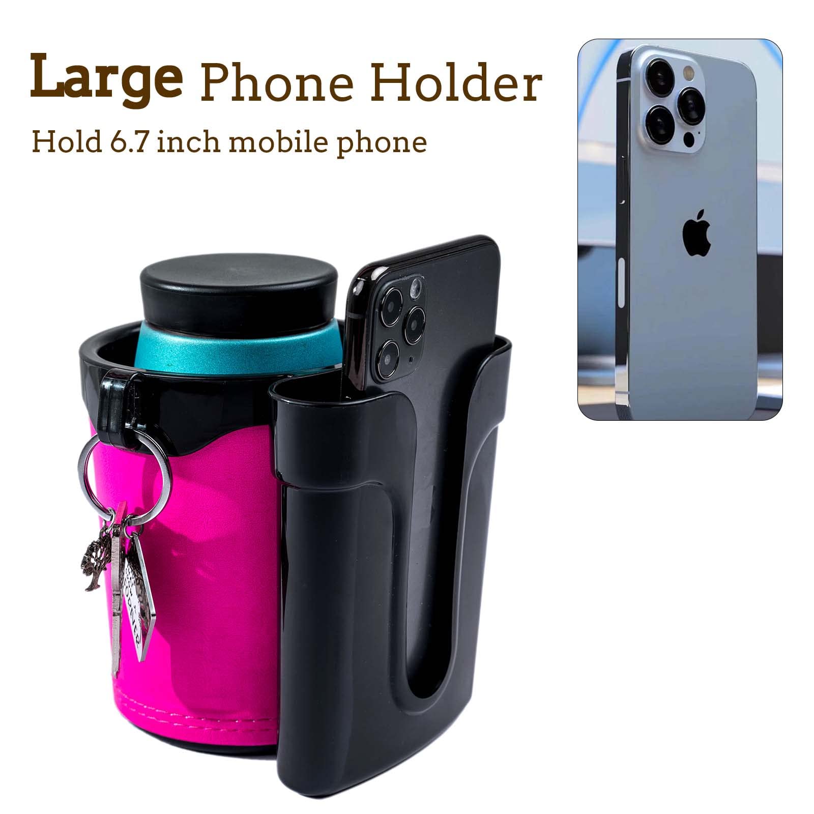 **Adjustable Bike Cup Holder with Phone & Key Holder - Universal Fit for Bicycle, Motorcycle, Scooter & Boat - Perfect for Commuting, Outdoor Adventures & Water Sports**