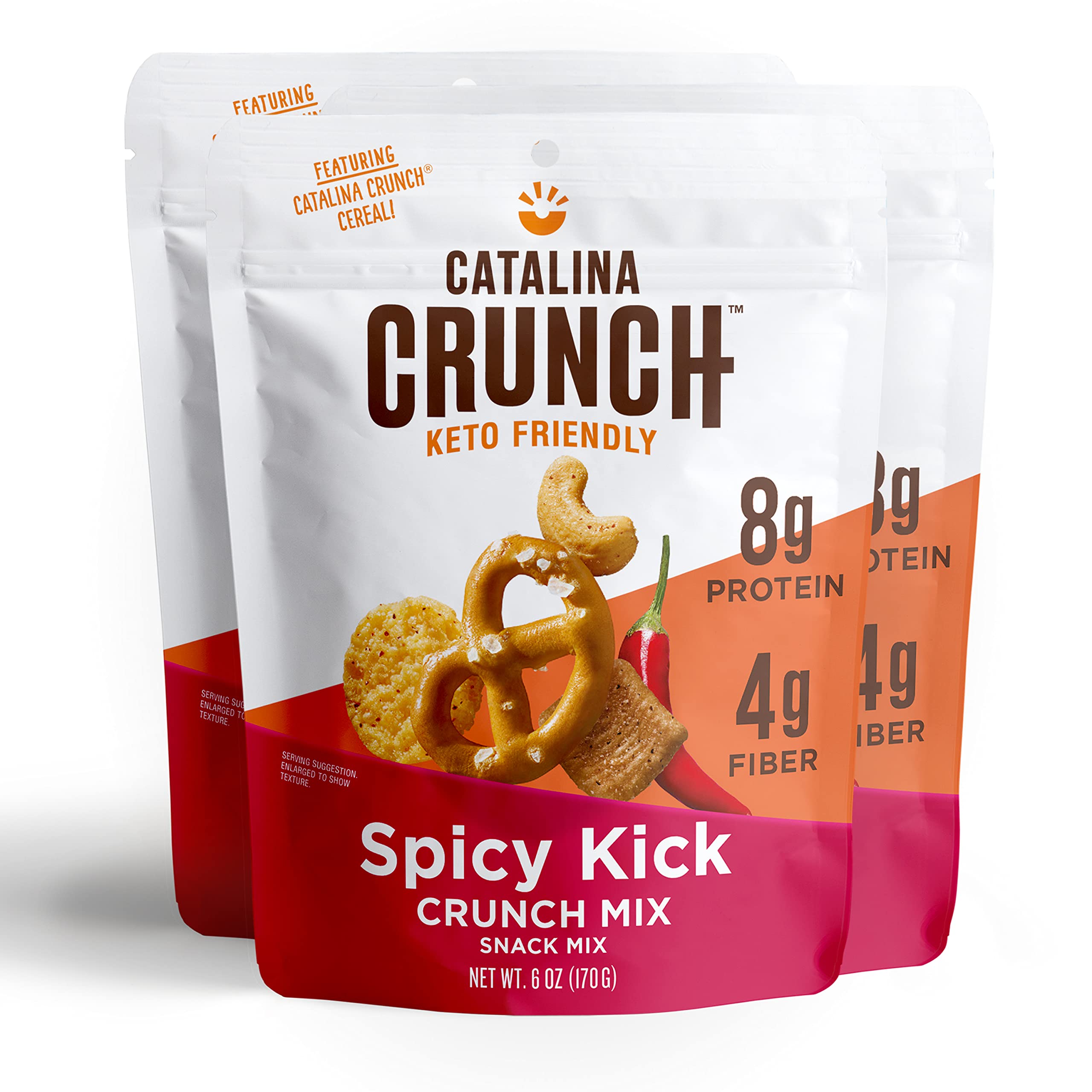 Catalina Crunch Spicy Kick Keto Snack Mix - Low Carb, High Protein, Gluten Free | Keto Friendly Snacks for Weight Loss & Healthy Lifestyle | Perfect for On-the-Go, Office Snacking & Keto Diet Meal Prep (6oz, Pack of 3)