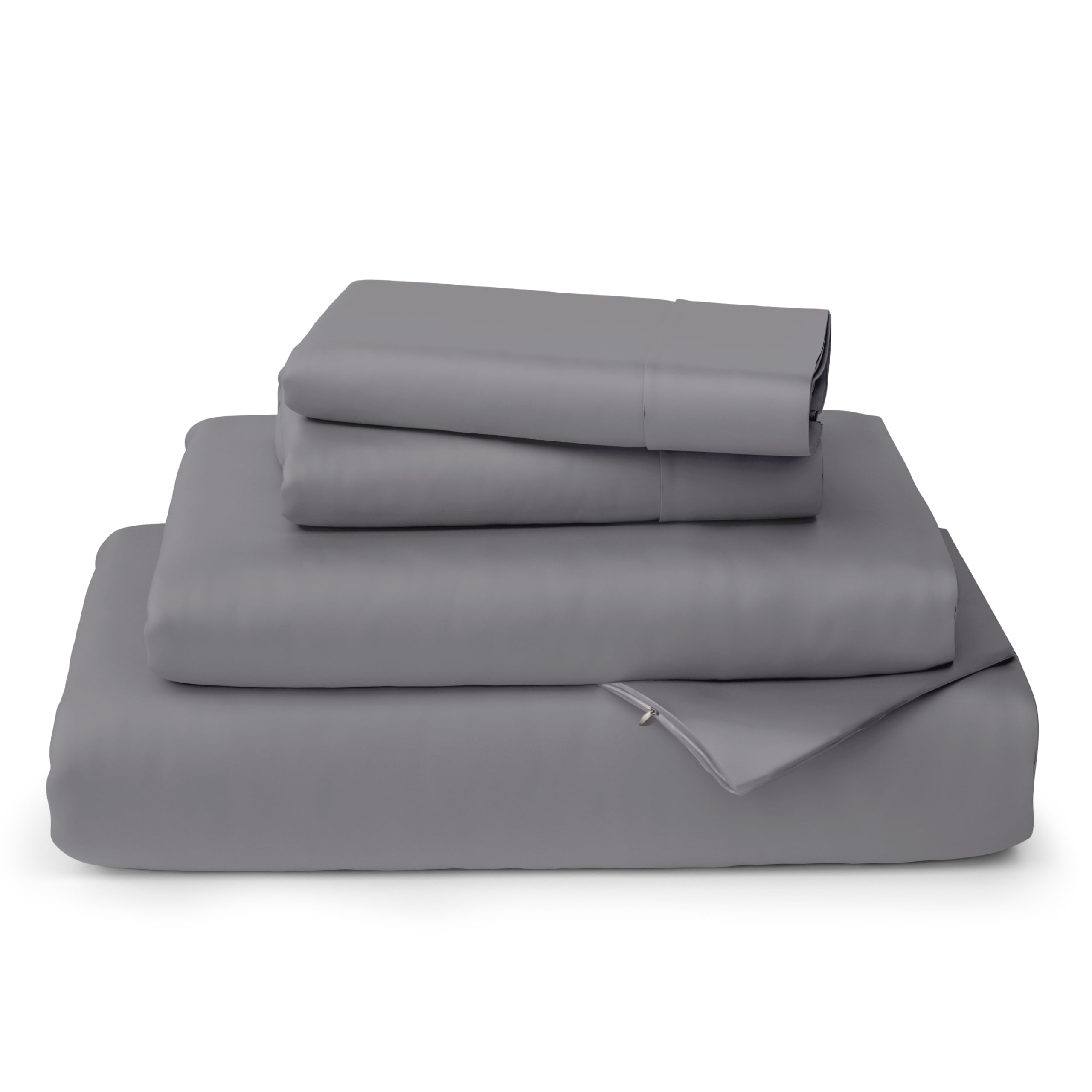Luxury Bamboo Sheets Set - Cooling & Breathable Rayon Bamboo Blend, Silky Soft 16-Inch Deep Pocket 4-Piece Bedding - Full Size, Grey - Perfect for Hot Sleepers & All-Season Comfort