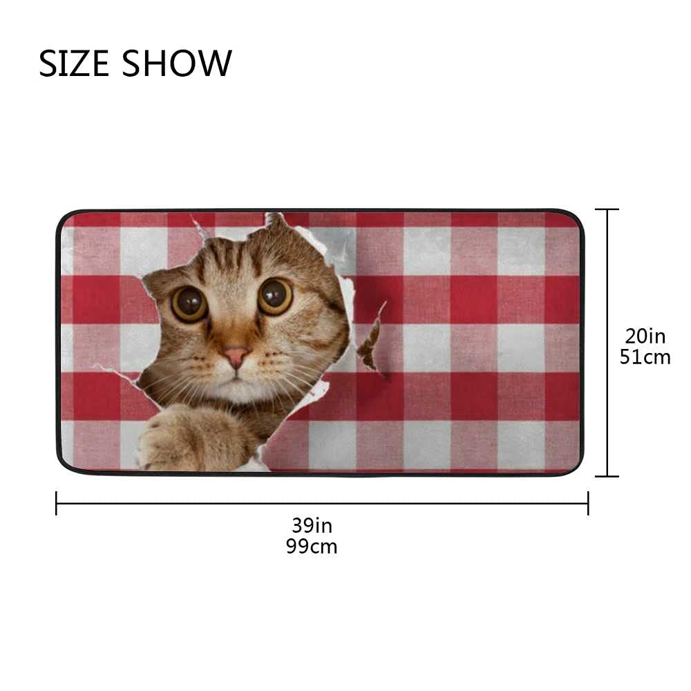 Anti-Fatigue Kitchen Mat with British Cat Design - Soft Absorbent Standing Mat for Comfort - 39x20 Inch Runner Rug for Hallway, Entryway, Bathroom & Bedroom - Perfect for Home, Office & High-Traffic Areas