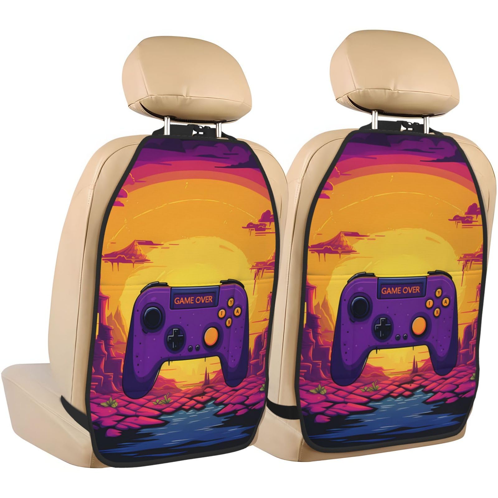 2 Pack Extra Large Waterproof Car Back Seat Protector with 3 Storage Pockets - Kick Mat Back Seat Cover for Trucks & SUVs - Durable Backseat Organizer for Kids, Pets & Travel Accessories