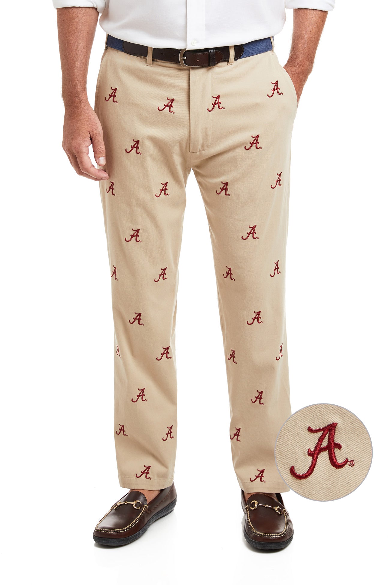 Alabama Collegiate Stretch Twill Pants for Men - Comfortable Khaki Casual Trousers for School, Work & Everyday Wear