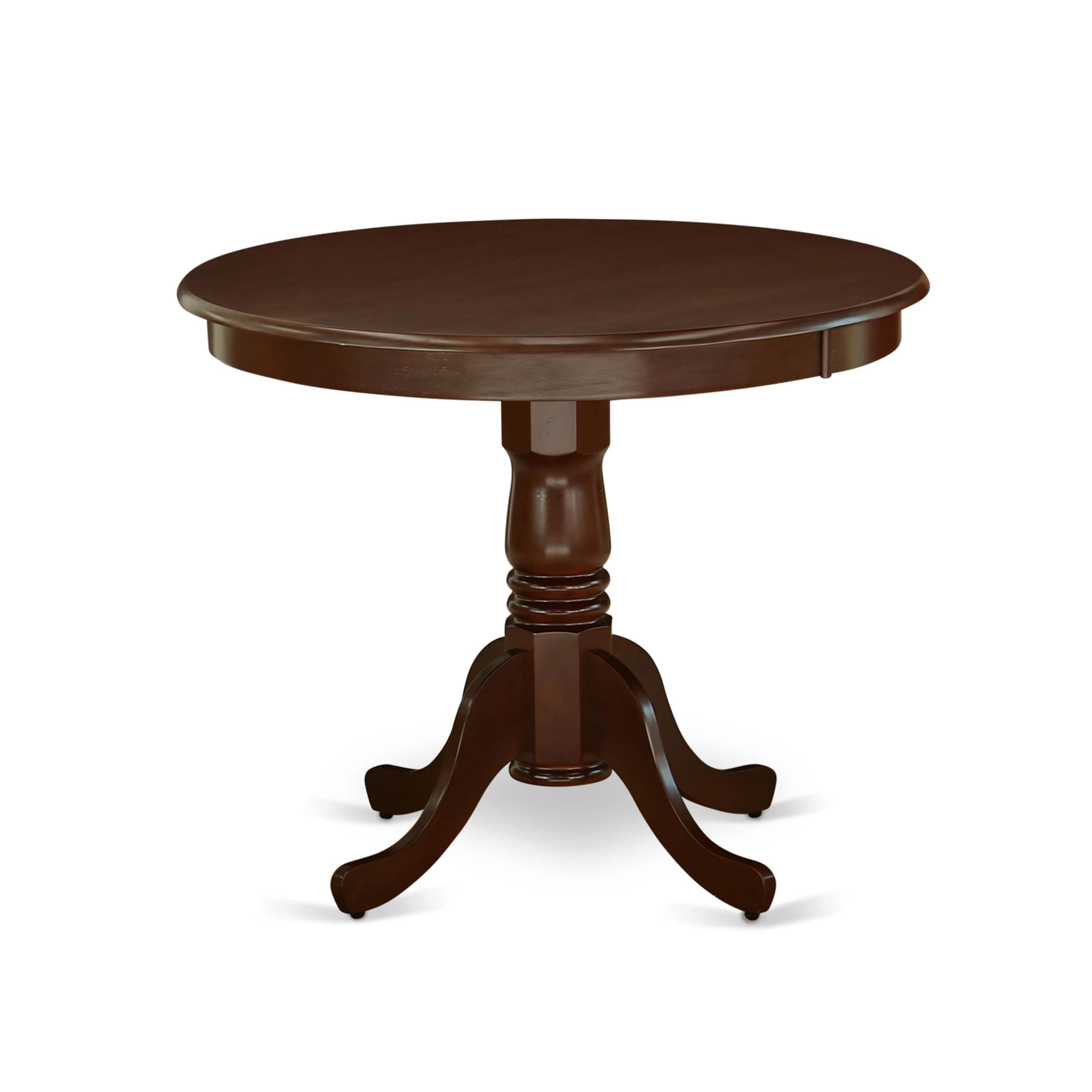 East West Furniture AMIP3-MAH-W 3-Piece Round Dining Table Set with Pedestal Base & 2 Chairs - 36x36 Inch Mahogany - Perfect for Small Kitchens, Apartments & Breakfast Nooks