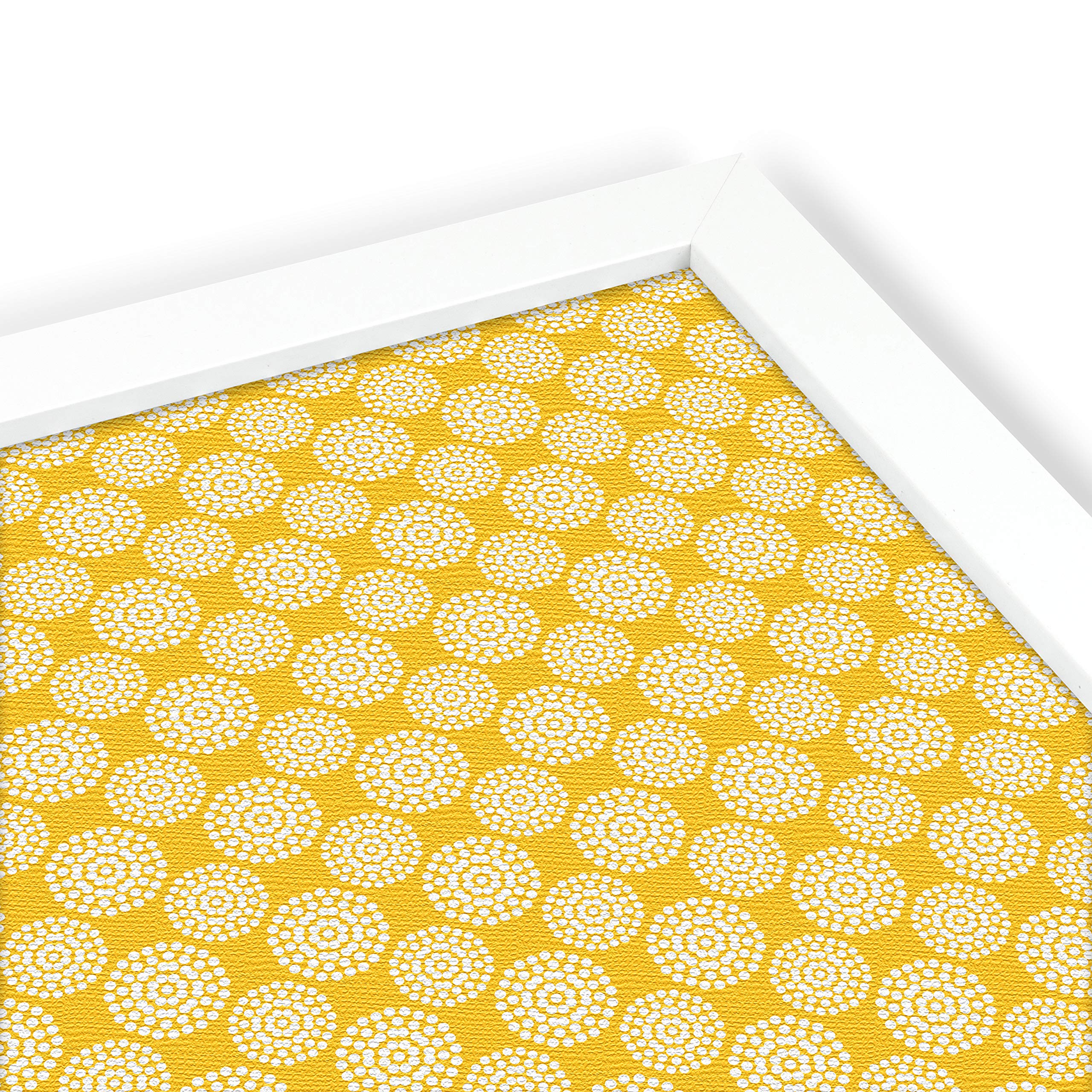 ArtToFrames 36x24 Inch Custom Cork Bulletin Board - Floral Neon Yellow Pin Board with Fabric Canvas Finish, White Satin Frame (2x3 ft) - Perfect for Home Office, Classroom, or Dorm Room Organization