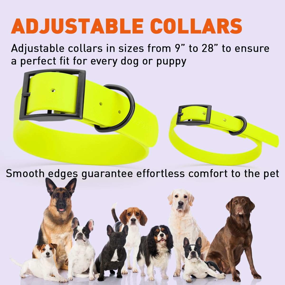 **Waterproof Biothane Dog Collar - Durable Coated Nylon Webbing with Black Hardware, Odor-Proof, Easy to Clean for Small, Medium & Large Dogs (Safety Yellow) - Perfect for Hiking, Swimming & Outdoor Adventures**