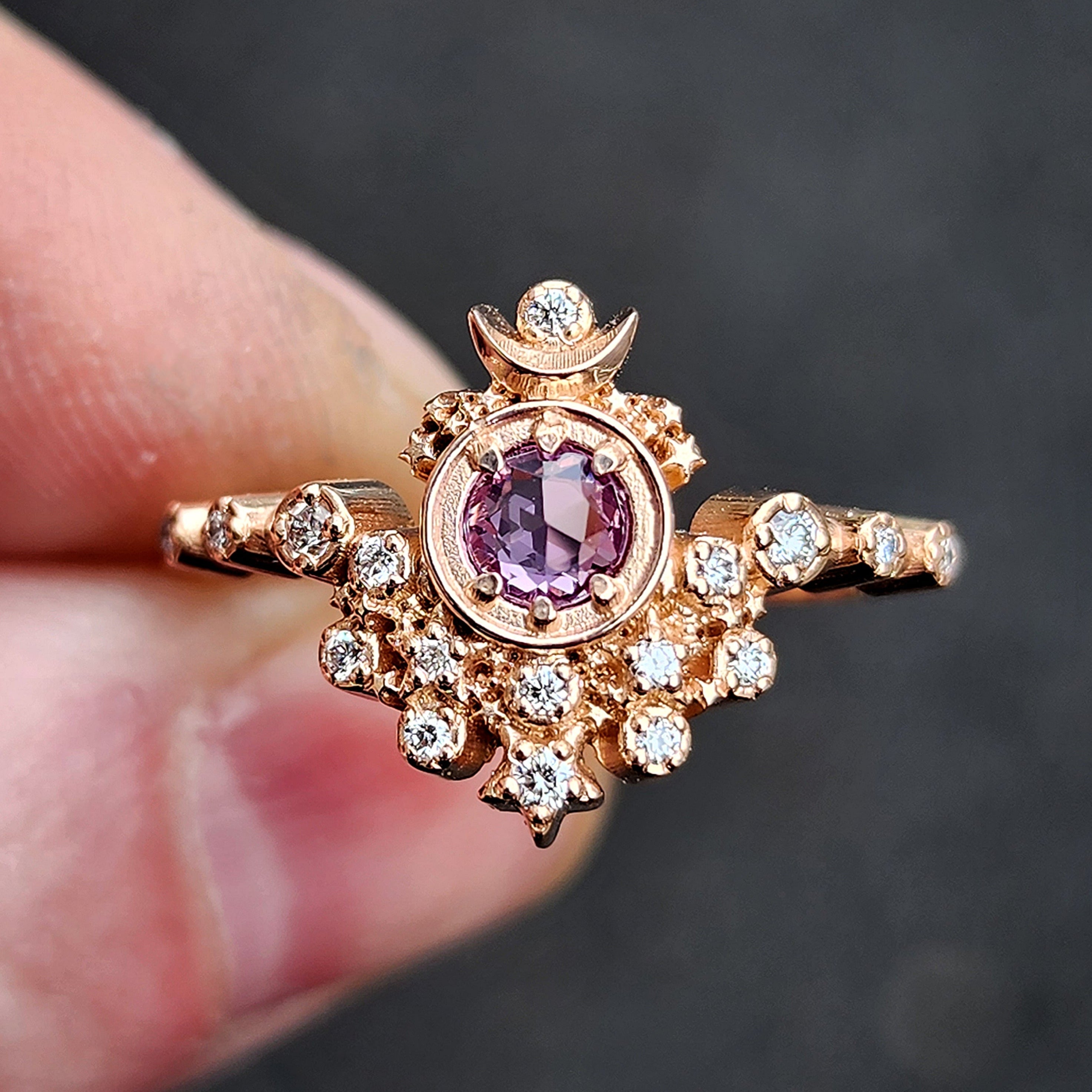 Moon Witch Engagement Ring Setting - Customize Your Own Unique Wedding Ring for Gothic & Fantasy Lovers | Perfect for Alternative Weddings, Handfasting Ceremonies & Witchy Proposals