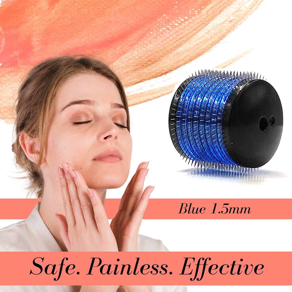Epyz 540 Needle Derma Roller 1.5mm - Professional Microneedling Tool for Acne Scars, Wrinkles, Hair Growth & Skin Rejuvenation - Includes Storage Case (Blue) - Perfect for At-Home Facial Treatments & Hair Care Routine