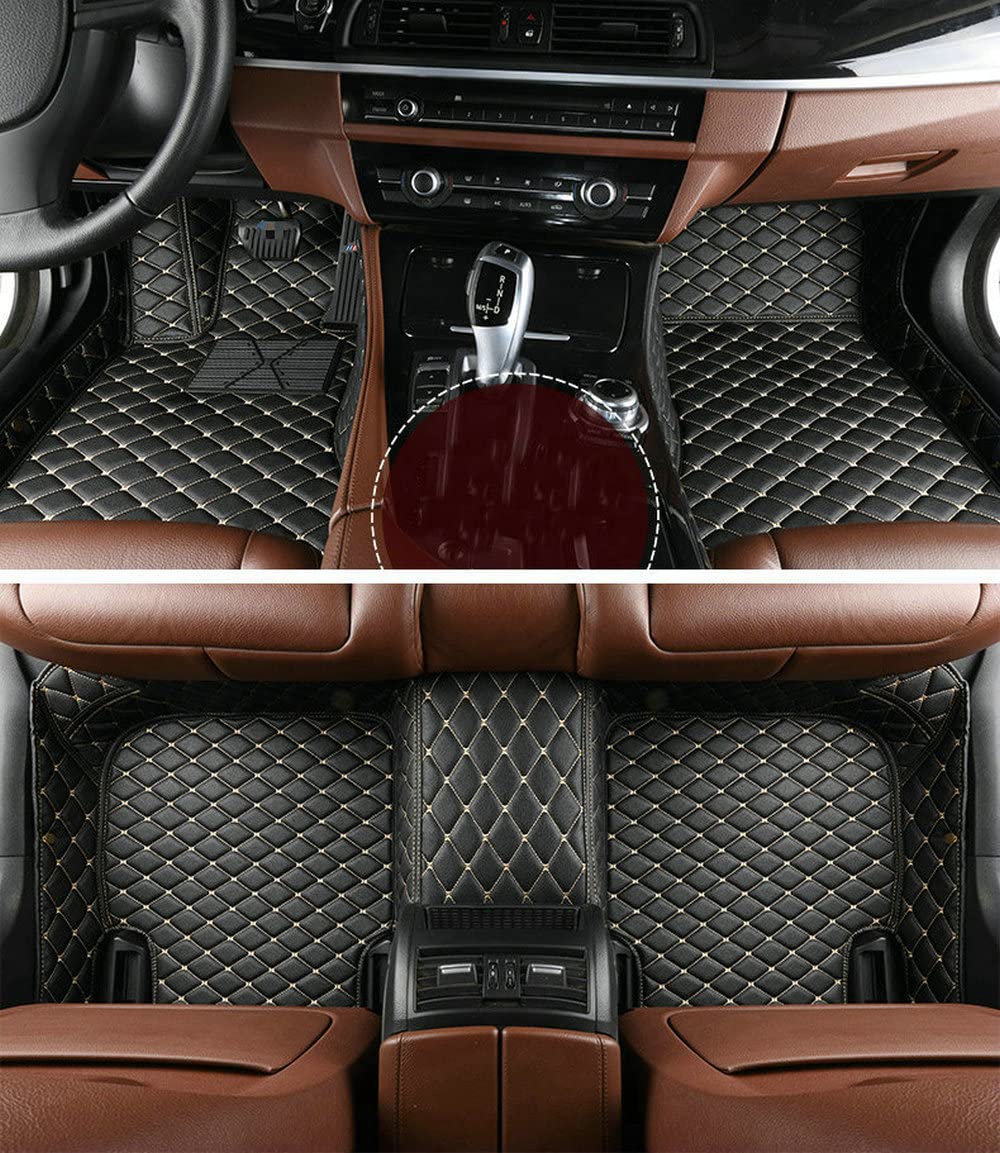 Premium Custom Car Floor Mats for Sedan, SUV & Sports Cars - Anti-Slip Luxury Design in Black/Beige | Perfect for Men & Women | Ideal for Daily Commute, Road Trips & Car Protection