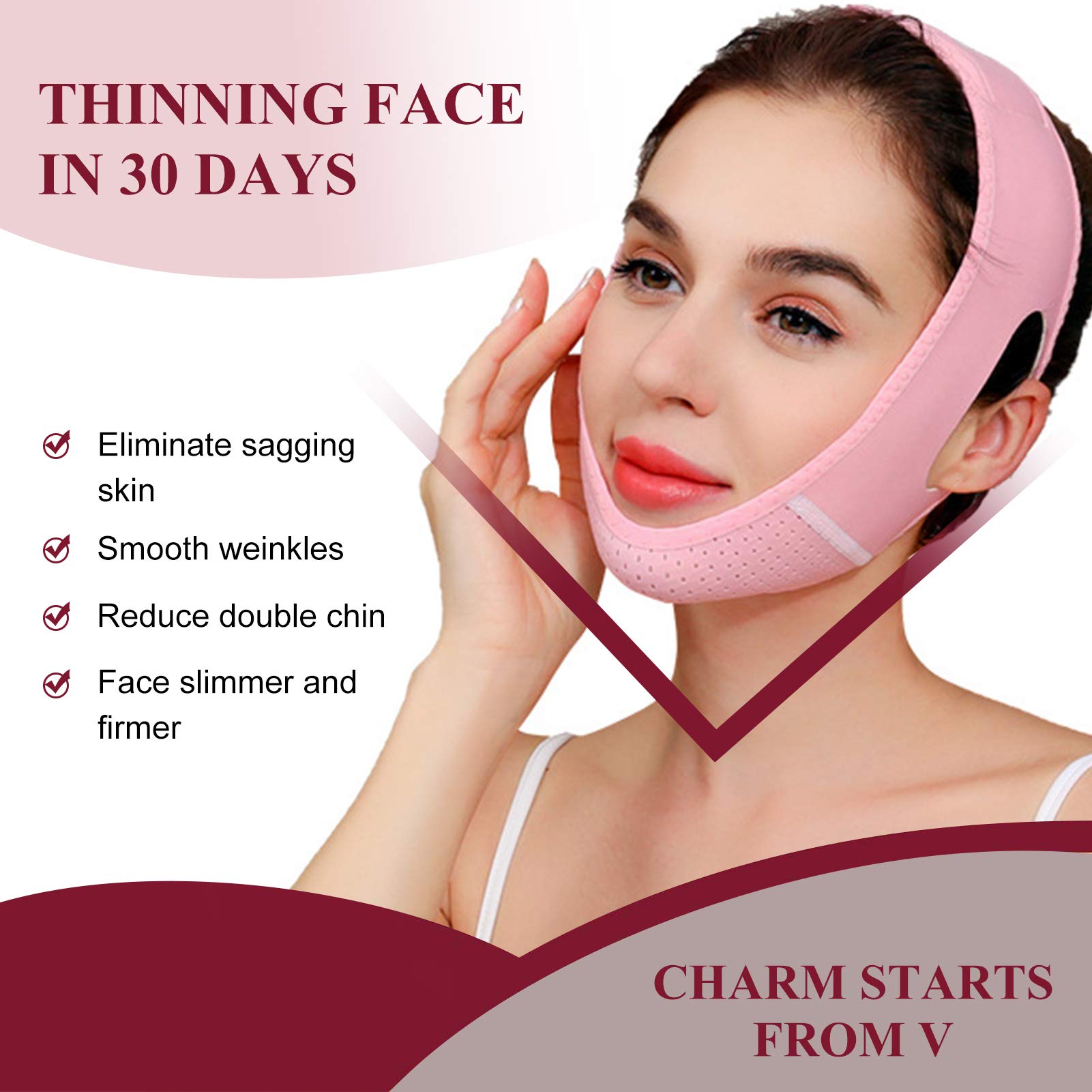 Facial Slimming Strap for Women - Double Chin Reducer & V-Line Lifting Belt | Pain-Free Face Tightening, Anti-Aging & Skin Firming | Reusable for Sagging Skin Care | Perfect for Daily Use, Beauty Routine & Anti-Wrinkle Treatment