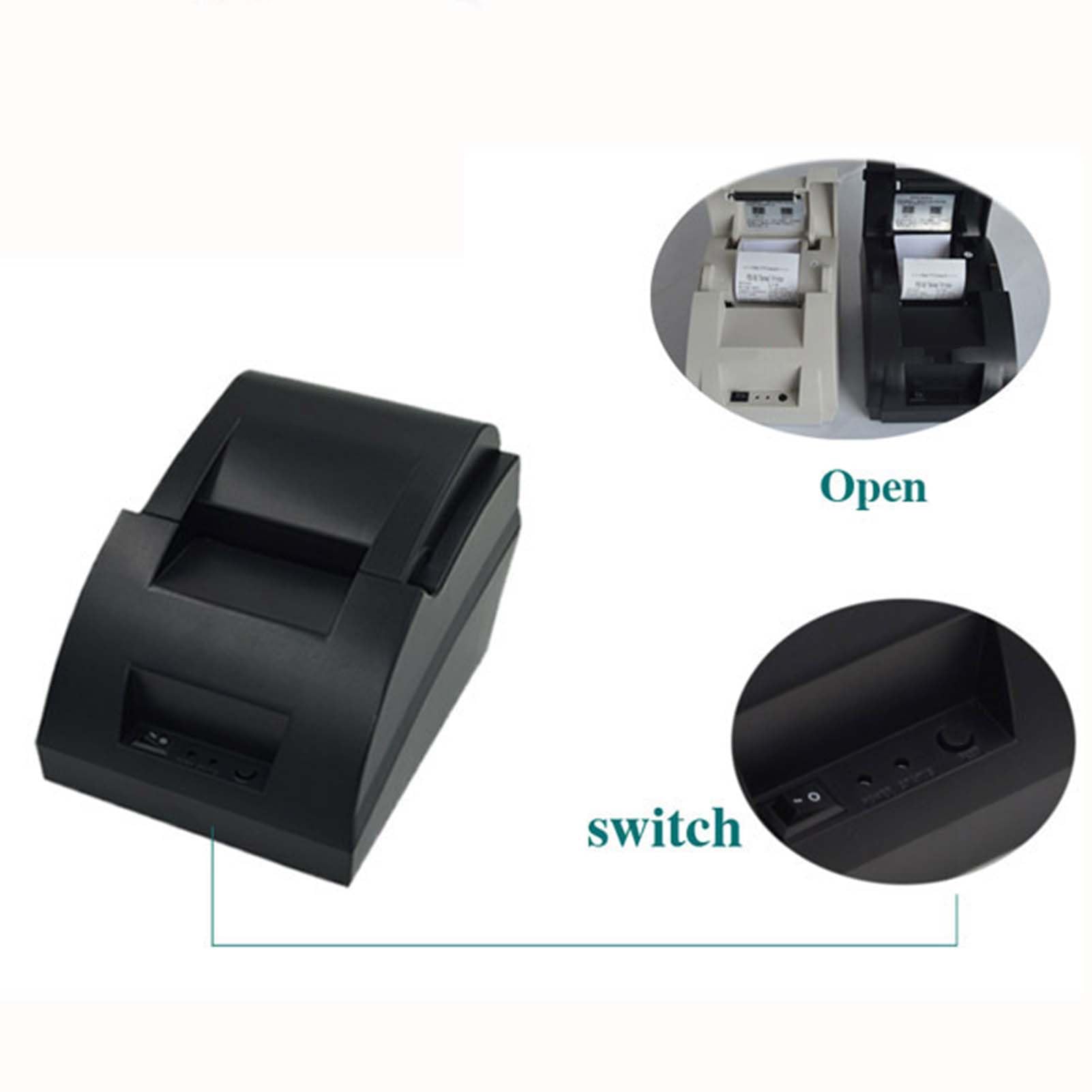 Kufoo 58mm Thermal Receipt Printer - 100-240V Low Power Consumption POS Printer with USB Port for Retail, Restaurant & Business Use (EU Plug)