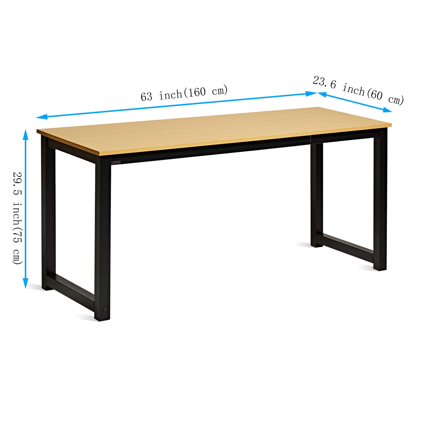 63 Inch Modern Industrial Computer Desk - Home & Office Workstation for PC & Laptop, Study & Writing Table with Sturdy Leg Bars, Oak Finish - Perfect for Small Spaces & Remote Work Setup