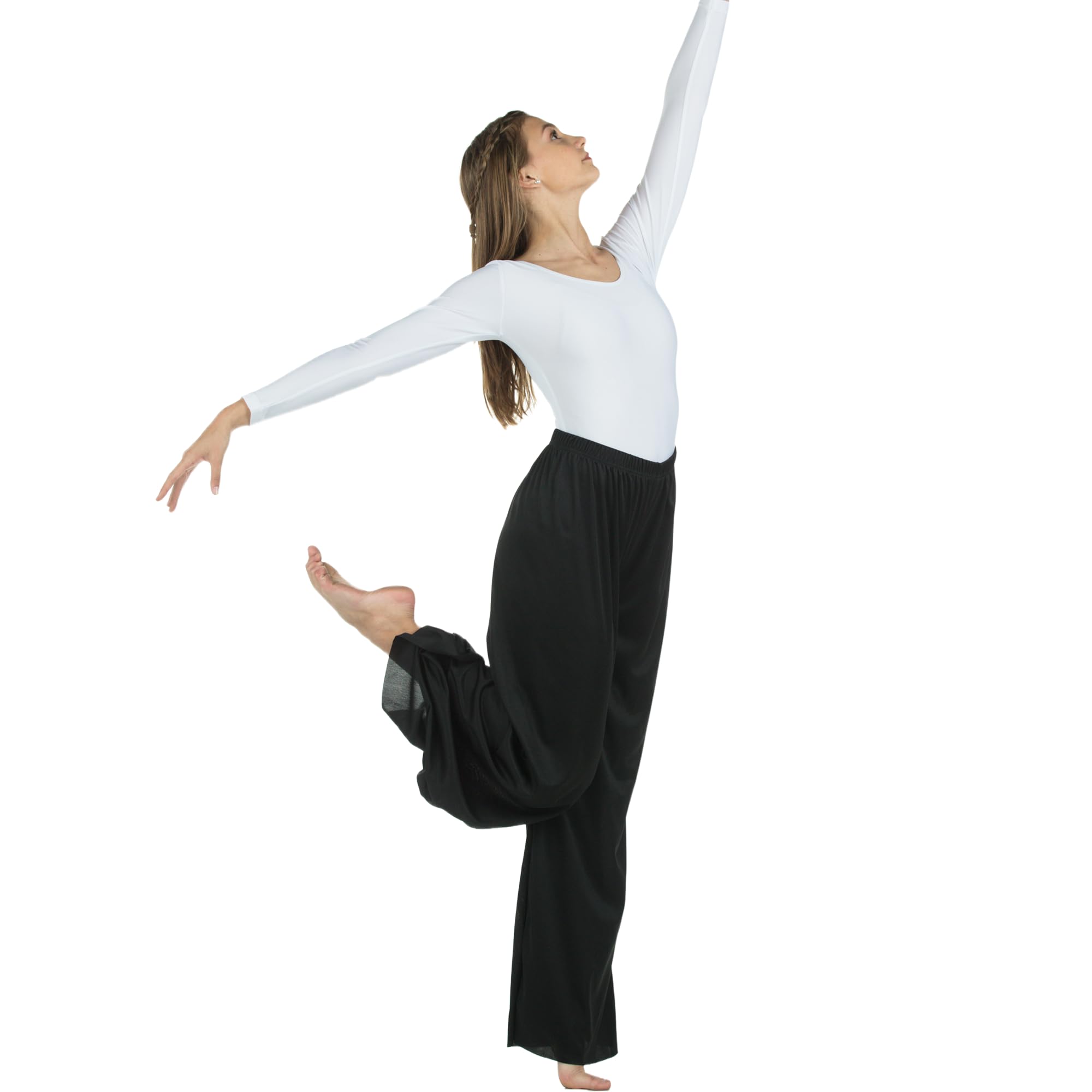 Danzcue Stretch Pull-On Unisex Dance Pants - Comfortable & Breathable for Ballet, Jazz, Yoga & Fitness Practice