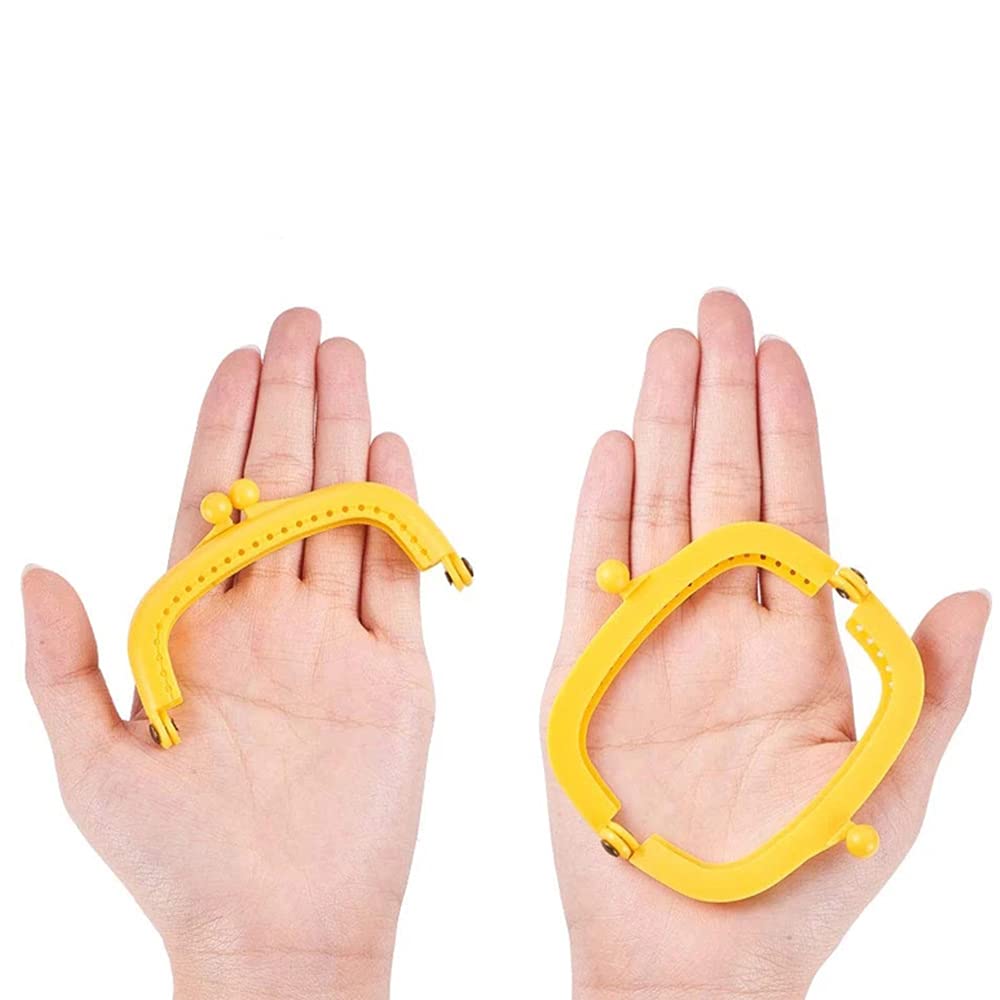 2-Piece Candy Color Plastic Purse Frame Handle Clasp Lock for DIY Coin Purse, Handbag Sewing Craft - Yellow | Perfect for DIY Handmade Wallets, Clutches & Small Bags