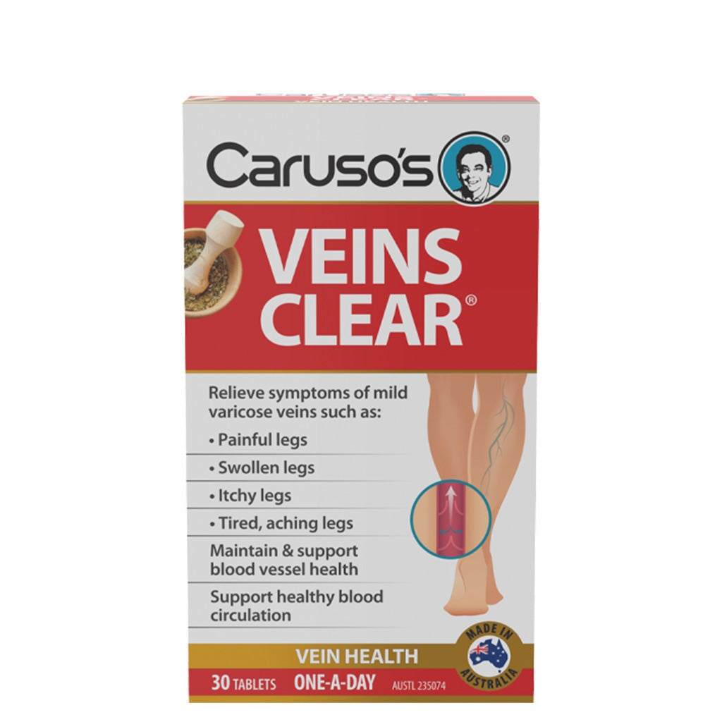 Caruso's Veins Clear One A Day Supplement - Supports Healthy Circulation & Vein Function - Perfect for Office Workers & Travelers