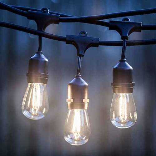 AQL AQLighting 48Ft LED Commercial Grade Shatterproof Outdoor String Lights - Dimmable 1.5W Edison Bulbs, Weatherproof & Hanging Sockets for Patio, Garden, Wedding, Cafe Lighting Decor