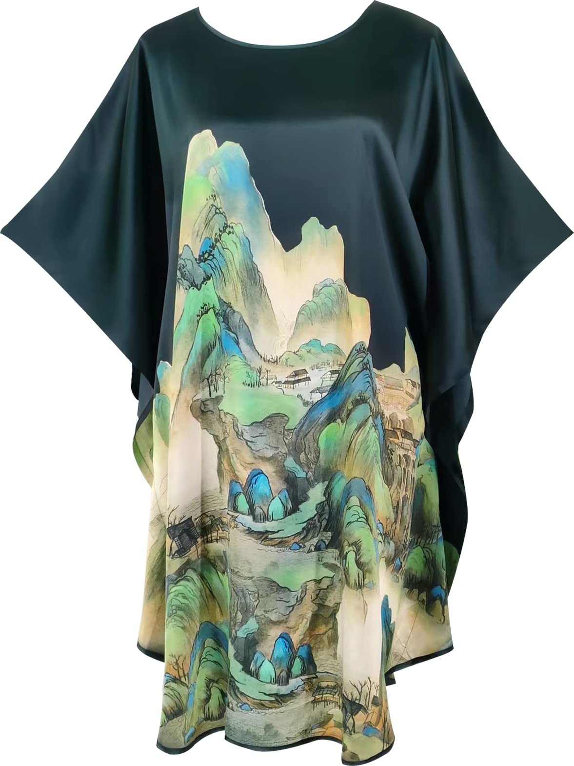 Kwedhonjh 100% Silk Pajamas for Women | Floral Print Silk Kimono Robe & Bathrobe with Doll Sleeves | Luxury Sleepwear & Loungewear for Spa Nights & Bridal Showers