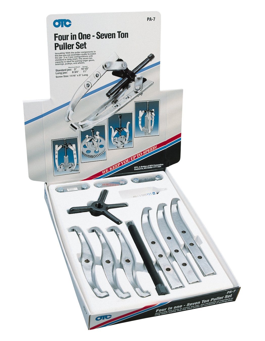 7-Ton Capacity OTC PA7 4-in-1 Puller Set - Heavy Duty Bearing & Gear Removal Tool for Automotive, Industrial & Farm Equipment Repair