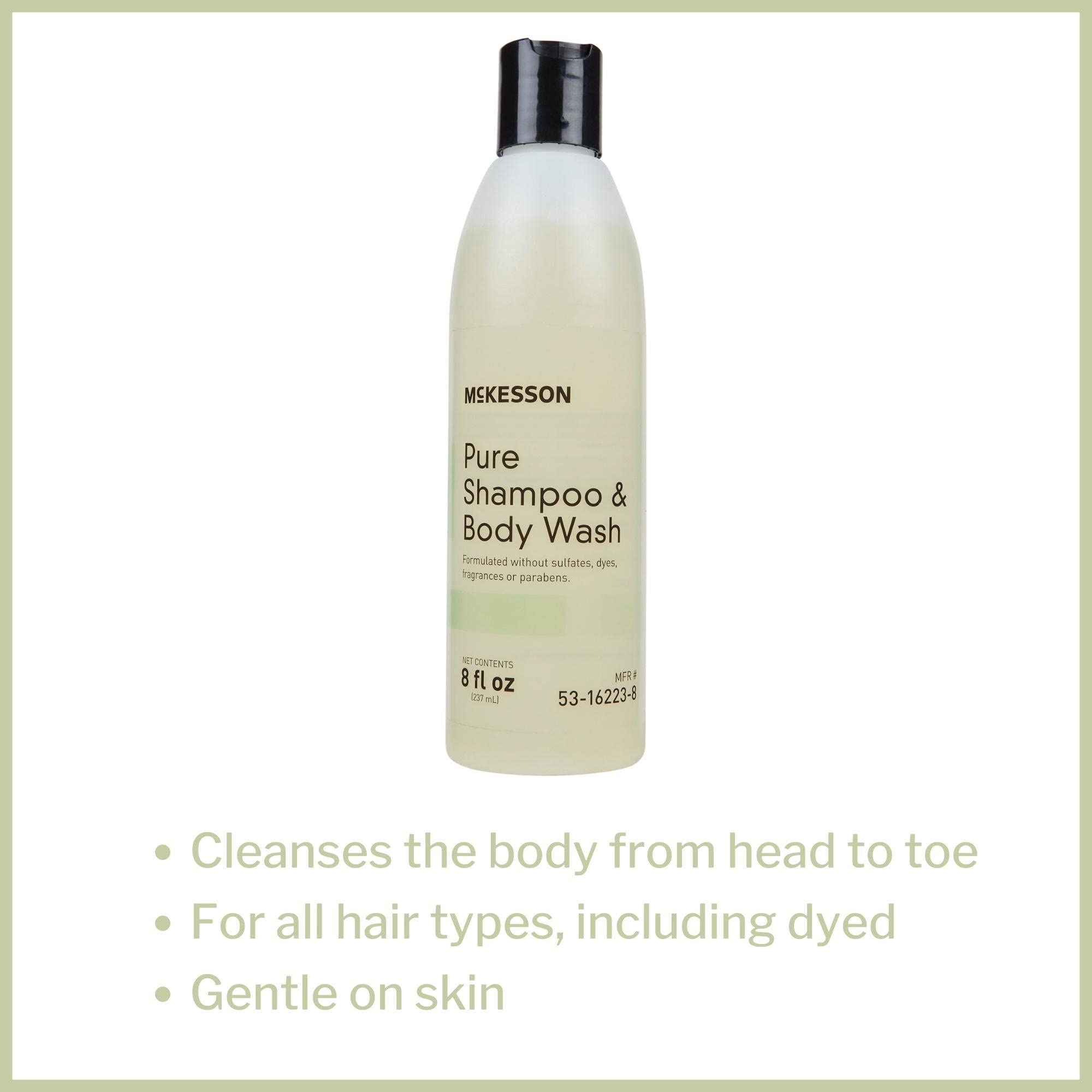 McKesson Pure Unscented Shampoo & Body Wash - Sulfate, Dye, Fragrance & Paraben Free - 8 oz (48 Count) - Gentle Cleansing for Sensitive Skin & Daily Hygiene Care