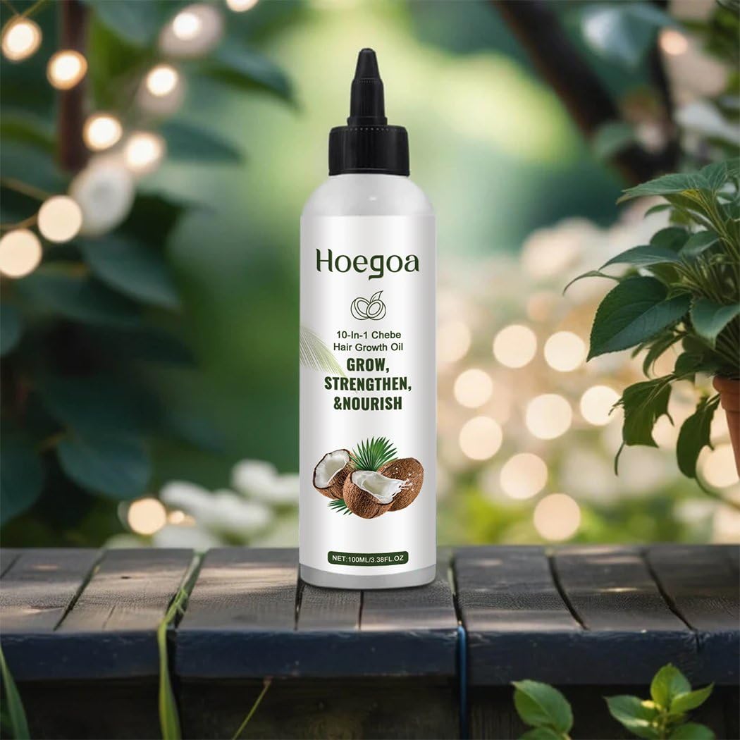 10 in 1 Chebe Hair Growth Oil & Powder - Natural Hair Growth Treatment to Reduce Hair Loss, Strengthen & Nourish Hair - For Thicker, Longer & Healthier Hair - Perfect for Dry, Damaged & Curly Hair Care