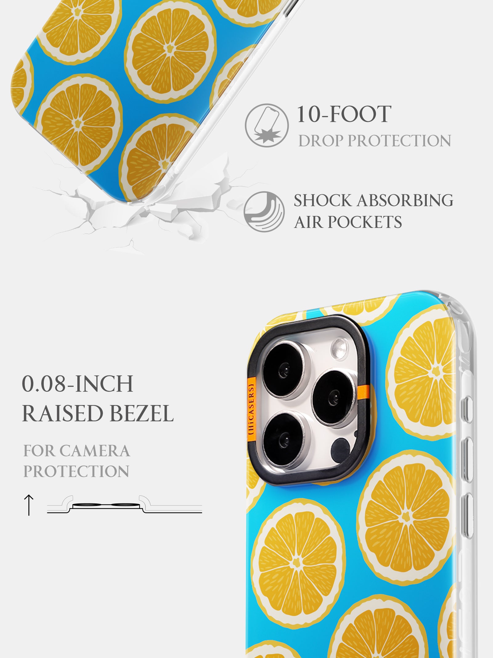 Fresh Orange Slices Pattern Phone Case - Waterproof & Durable Aqua Blue Design - Perfect for Summer, Beach, and Outdoor Activities