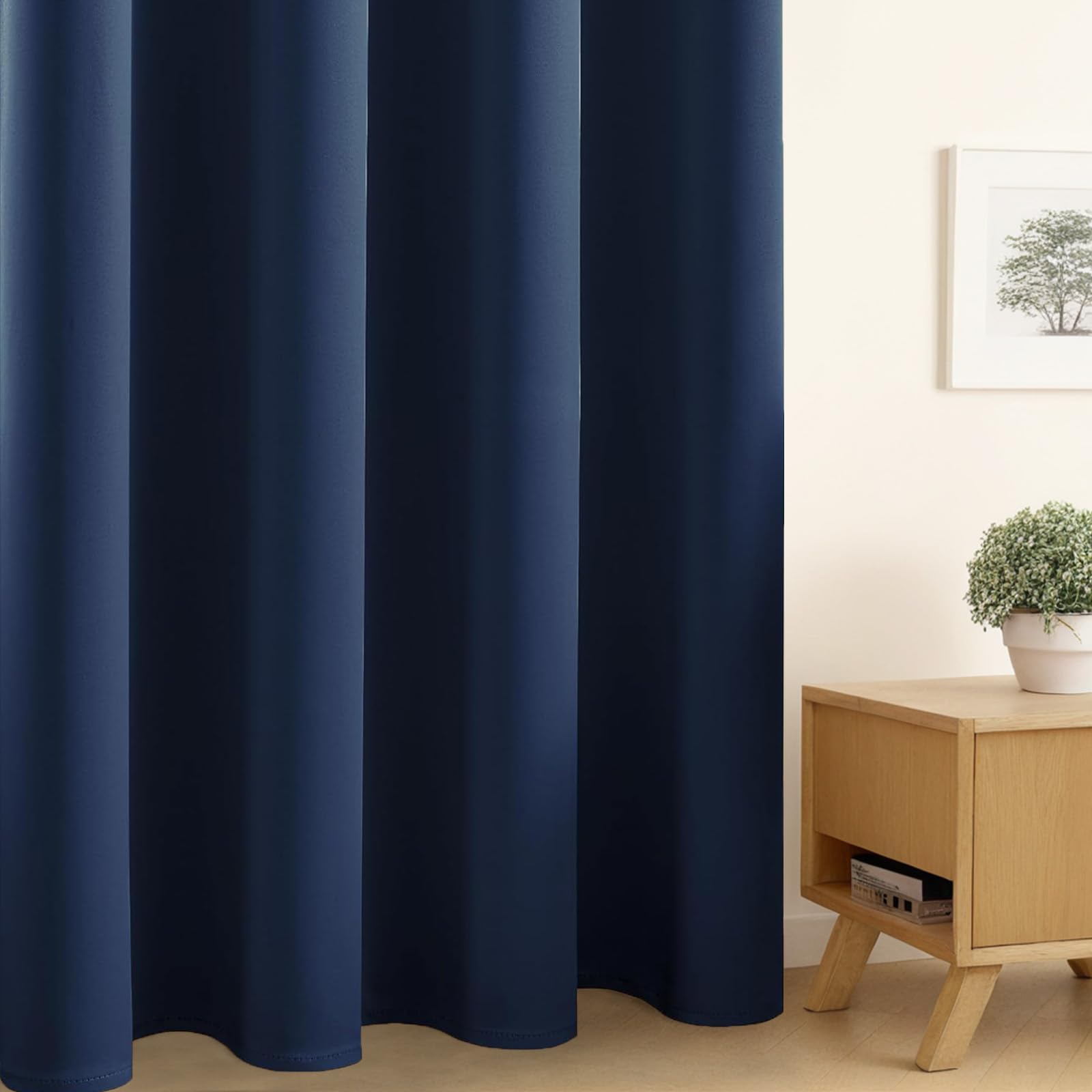 Blackout Curtains for Bedroom & Living Room - Thermal Insulated Solid Drapes with Rod Pocket, 52x45 Inch Navy Blue Set of 2 Panels - Perfect for Small Rooms, Home Theater & Light Sleepers