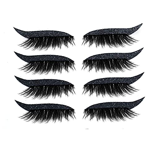 Dramatic Natural False Eyelashes 4 Pairs - Glitter Fluffy Lashes for Women, Professional Cosplay & Everyday Wear - Perfect for Parties, Weddings & Special Occasions