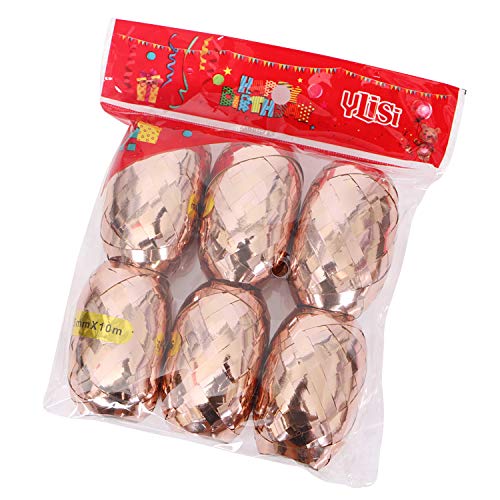 Fascola 6-Pack 10m Long Foil Latex Balloons - Laser Rose Gold Ribbon for Wedding, Birthday Party Decorations - Helium Balloon Accessories & Gifts (Perfect for Baby Showers, Graduations, Anniversaries & Special Events)
