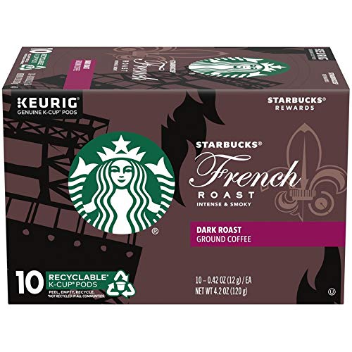 Starbucks Dark Roast K-Cup Coffee Pods - French Roast for Keurig Brewers (40 Pods, 4 Boxes of 10) - Bold & Rich Flavor for Morning Energy or Office Break | Compatible with All Keurig Single Serve Coffee Makers