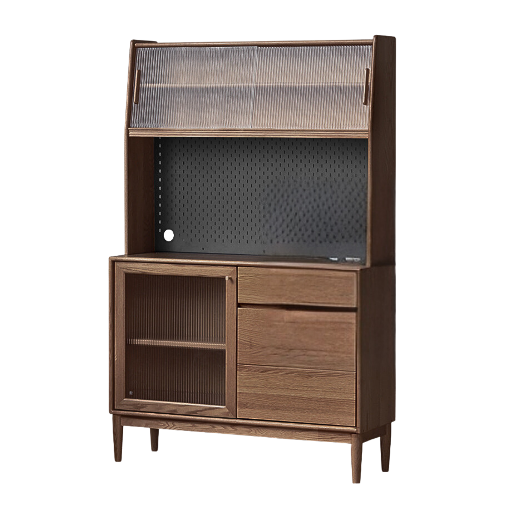 Solid Oak Wood Modern Dining Sideboard - Wall-Mounted Buffet Cabinet for Dining Room Storage & Decor