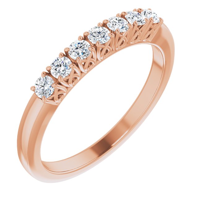 0.30 Carat Round Diamond Wedding Band - 7 Stone Anniversary Ring for Women - Elegant Bridal Jewelry Gift for Wife, Engagement, Valentine's Day or Special Occasions