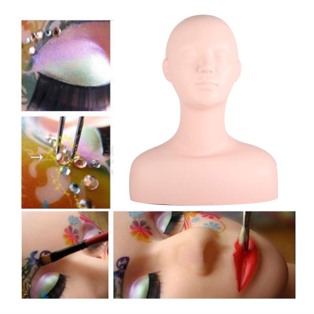 Professional Cosmetology Mannequin Head - Flat Top Training Model for Makeup, Eyelash Extensions & Massage Practice | Perfect for Beauty Schools, Salons & Home Practice (White)