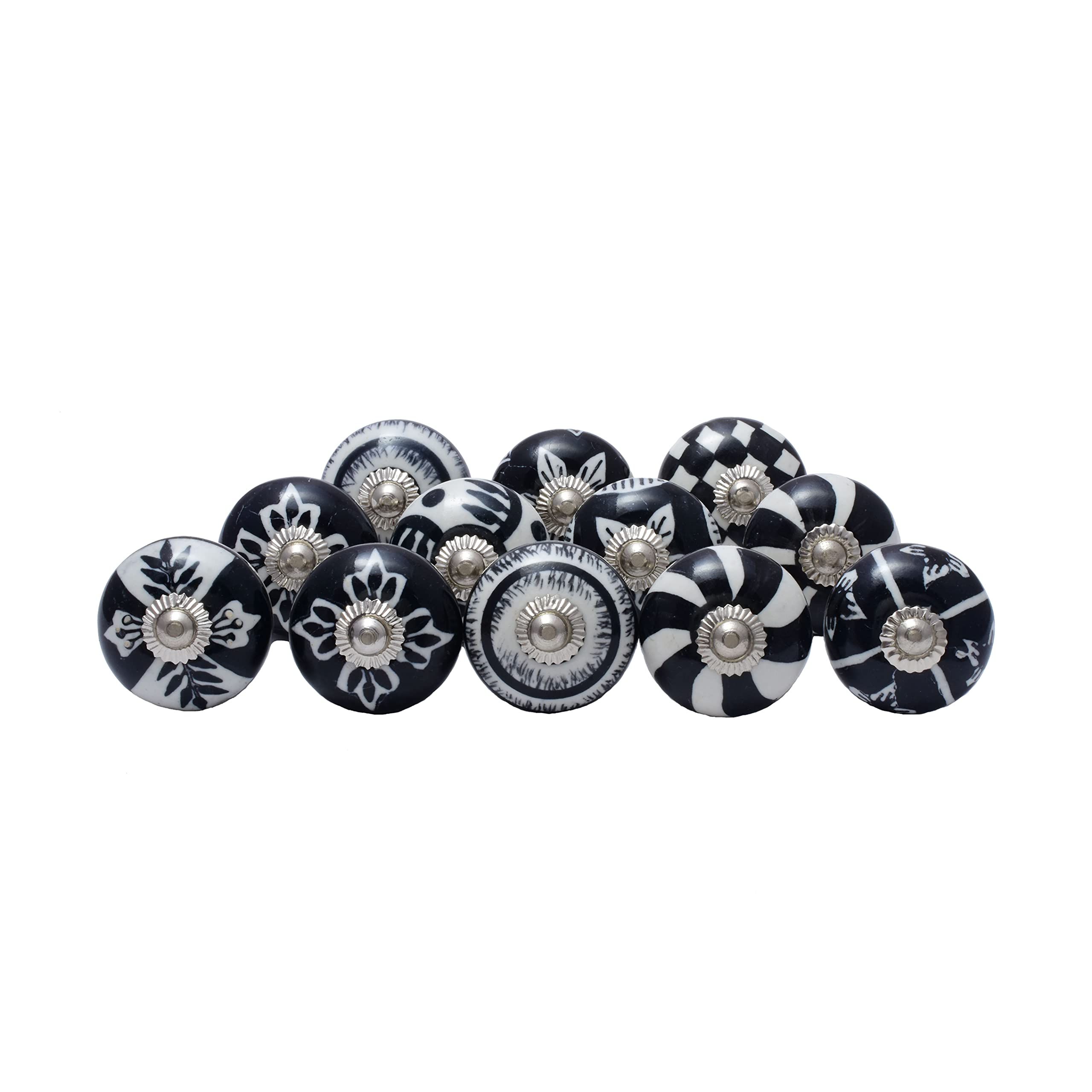 Vintage Ceramic Cabinet Knobs Set of 12 - Handpainted Drawer Pulls for Dresser & Cupboard