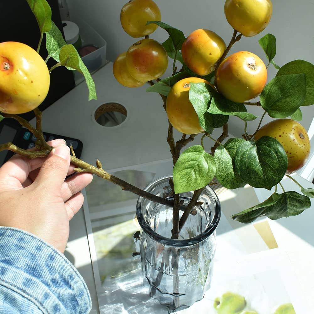 Lifelike Artificial Apple Branches - Highly Realistic Fake Fruit Stems for Vase Filler, Home Decor, Wedding & Party Centerpieces (2 Pack) - Perfect for Farmhouse, Rustic & Modern Interior Design