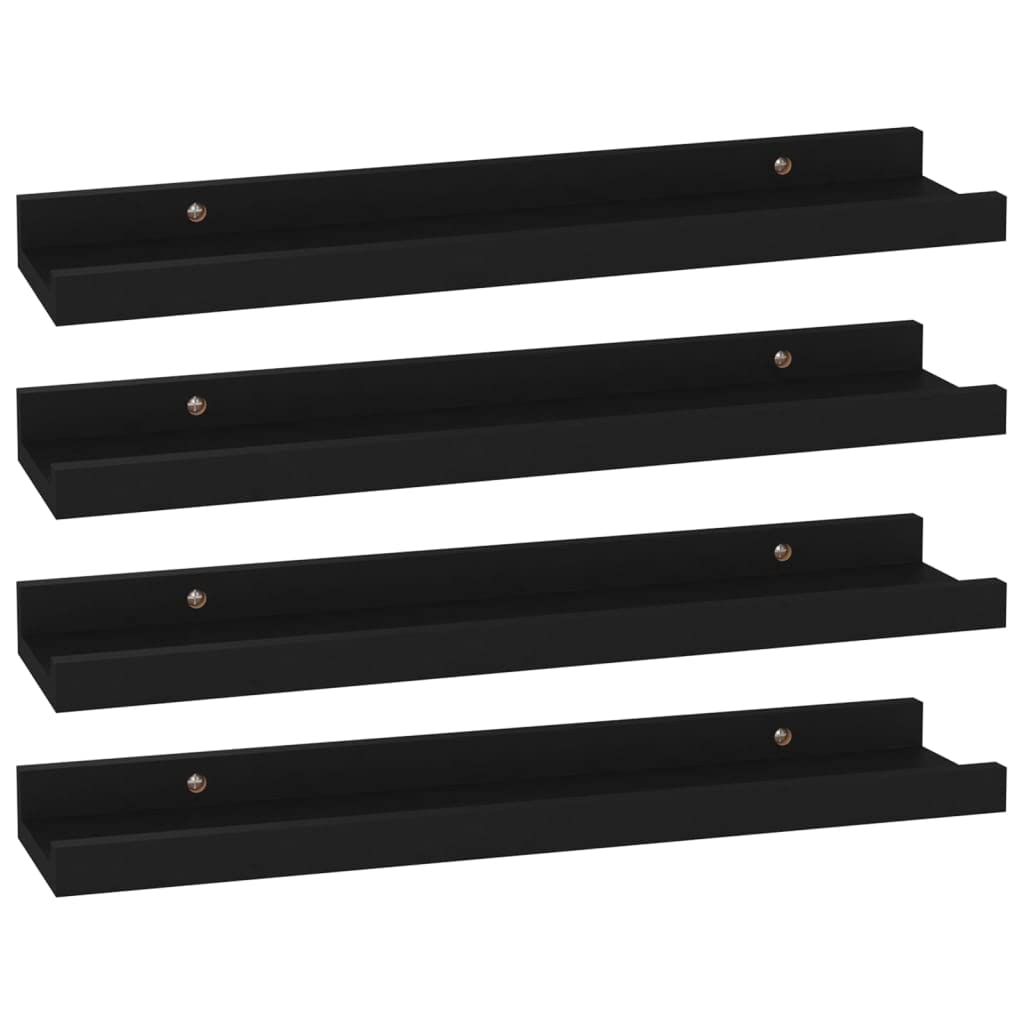 4-Pack Black Floating Wall Shelves 15.7x3.5x1.2 Inch - Modern Wall Mounted Display Ledges for Living Room, Bedroom, Office - Perfect for Books, Photos, Decor & Small Plants