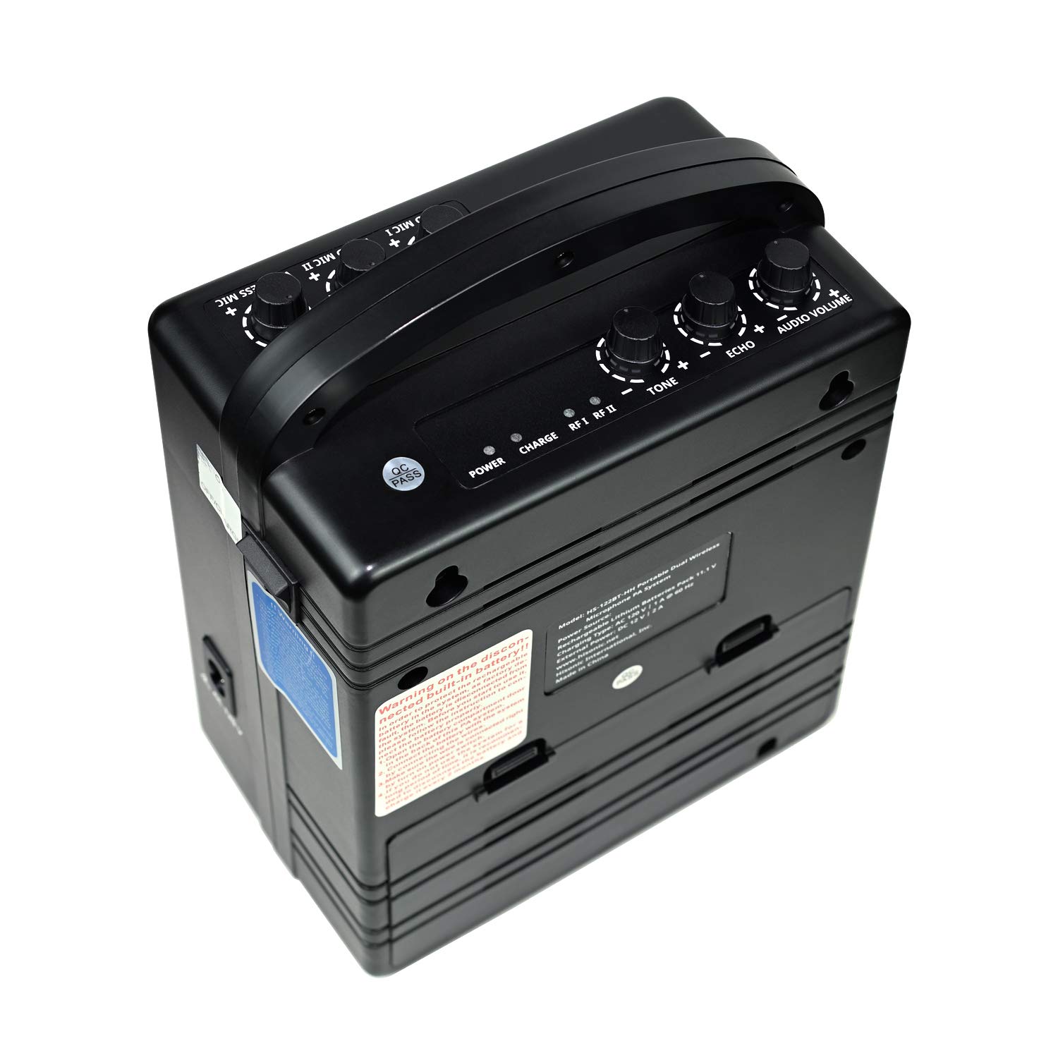 Hisonic HS122BT-HL Portable Rechargeable PA Speaker System with Dual UHF Wireless Mics & Bluetooth 5.0 - Perfect for Outdoor Events, Parties, and Public Speaking